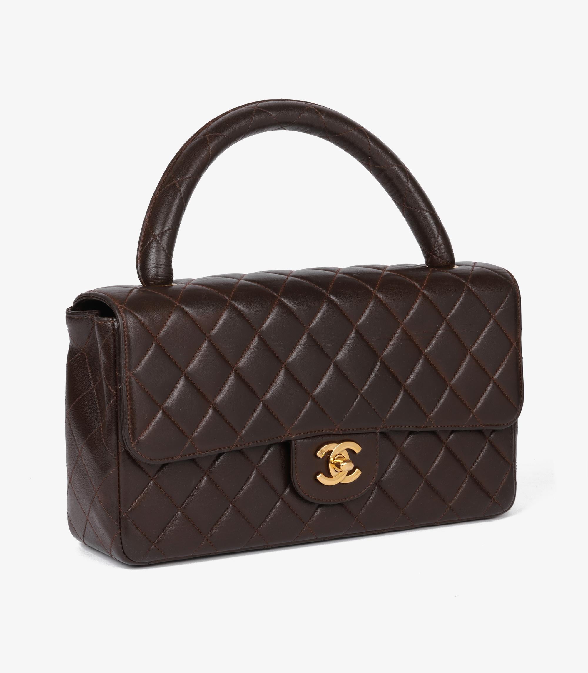 Chanel Brown Quilted Lambskin Vintage Medium Classic Kelly In Excellent Condition For Sale In Bishop's Stortford, Hertfordshire