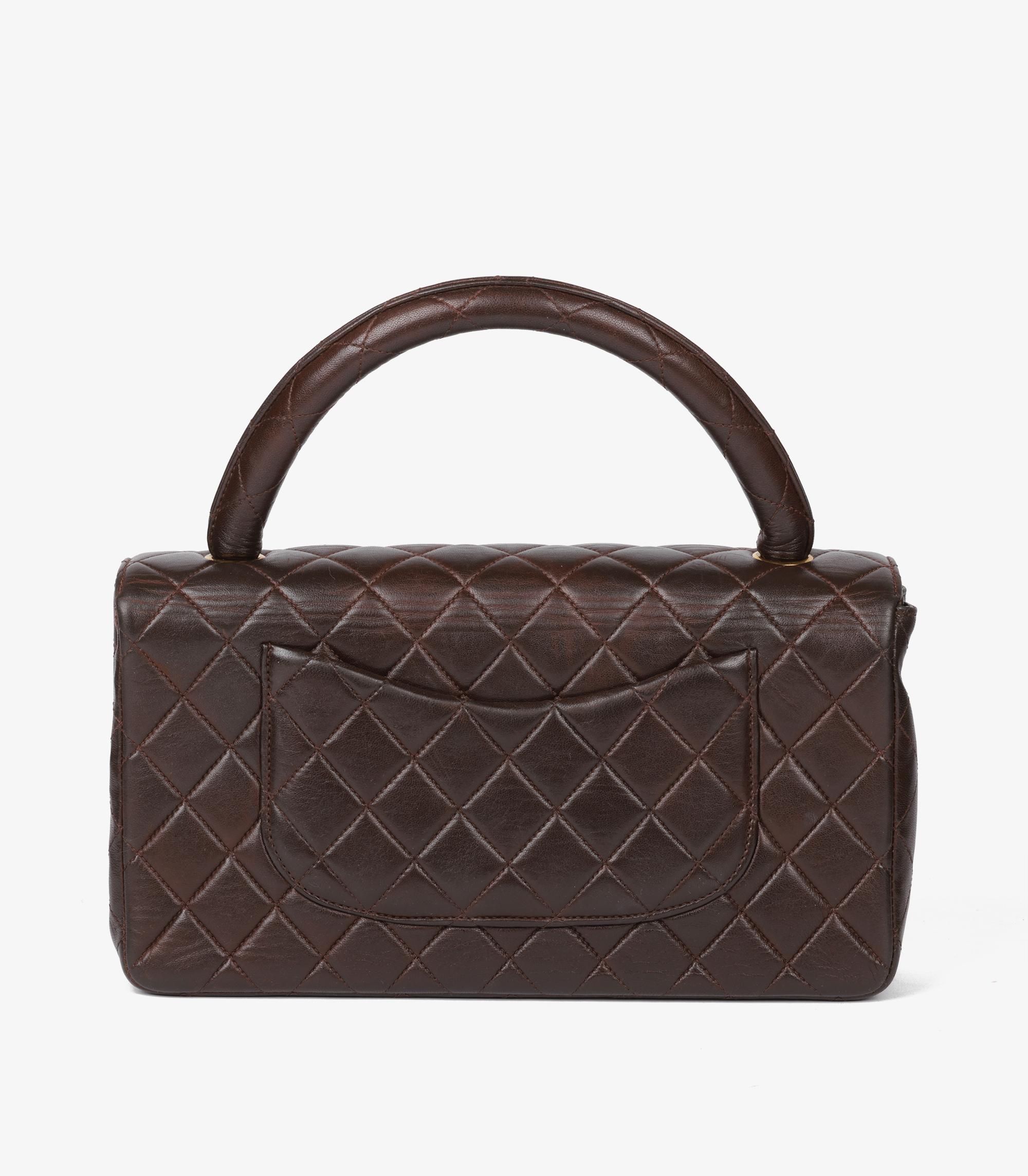 Chanel Brown Quilted Lambskin Vintage Medium Classic Kelly For Sale 2