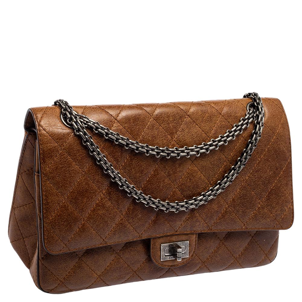 Gray Chanel Brown Quilted Leather 2.55 Reissue Classic 226 Flap Bag