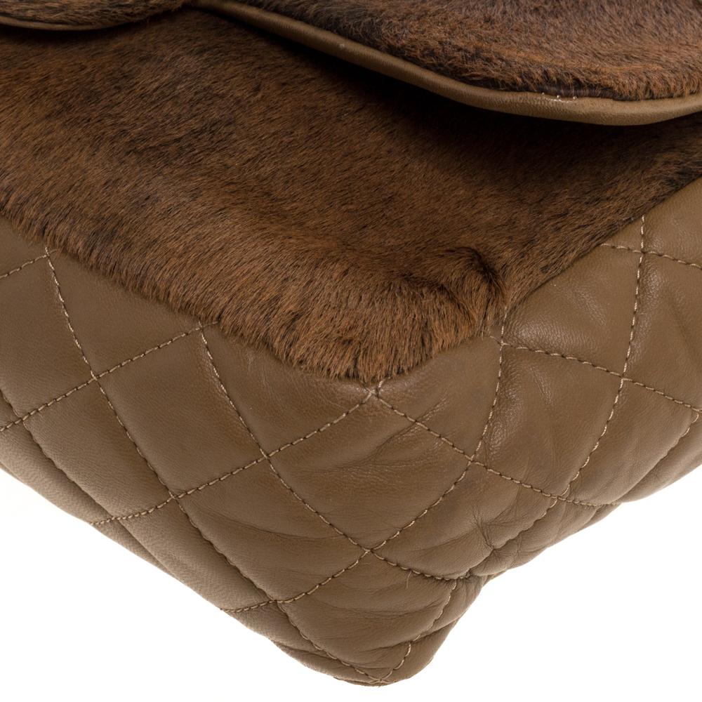 Chanel Brown Quilted Leather and Calfhair Single Flap Bag 6