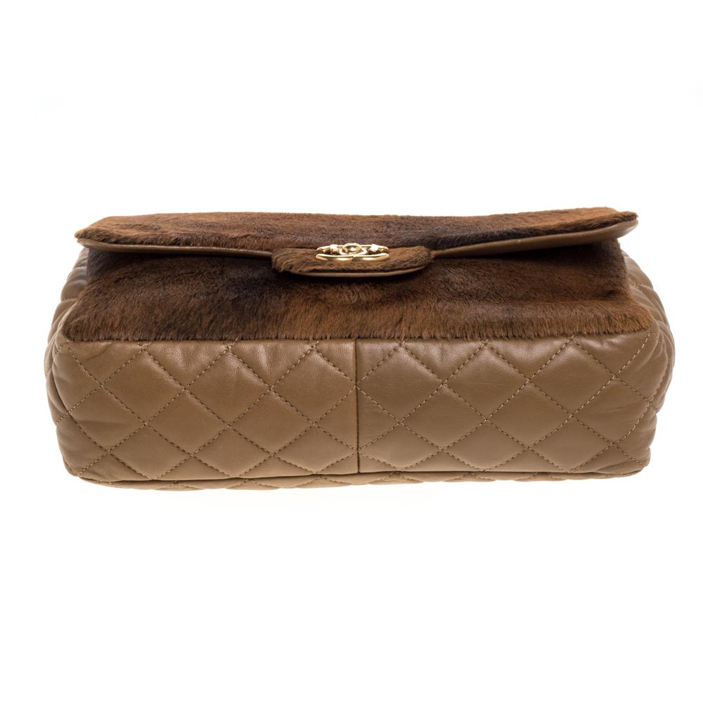 Chanel Brown Quilted Leather and Calfhair Single Flap Bag 1