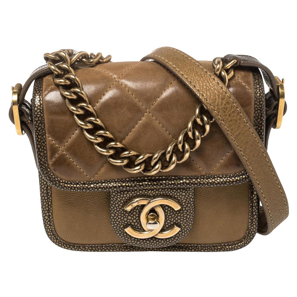 Chanel Brown Quilted Leather and Caviar Leather Paris Bombay  Mini Bag