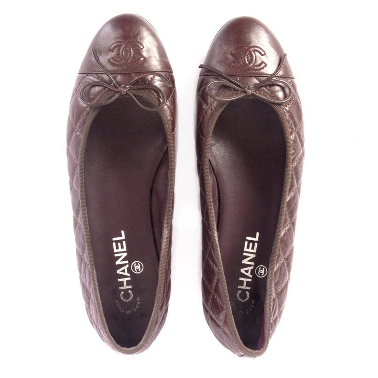 CHANEL brown quilted leather Ballet Flats Shoes 39 at 1stDibs