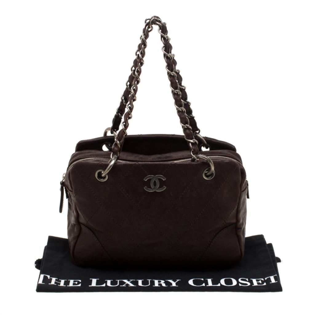 Chanel Brown Quilted Leather Chain Shoulder Bag 7