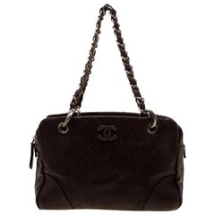 Chanel Brown Quilted Leather Chain Shoulder Bag
