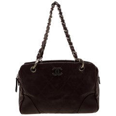 Chanel Brown Quilted Leather Chain Shoulder Bag