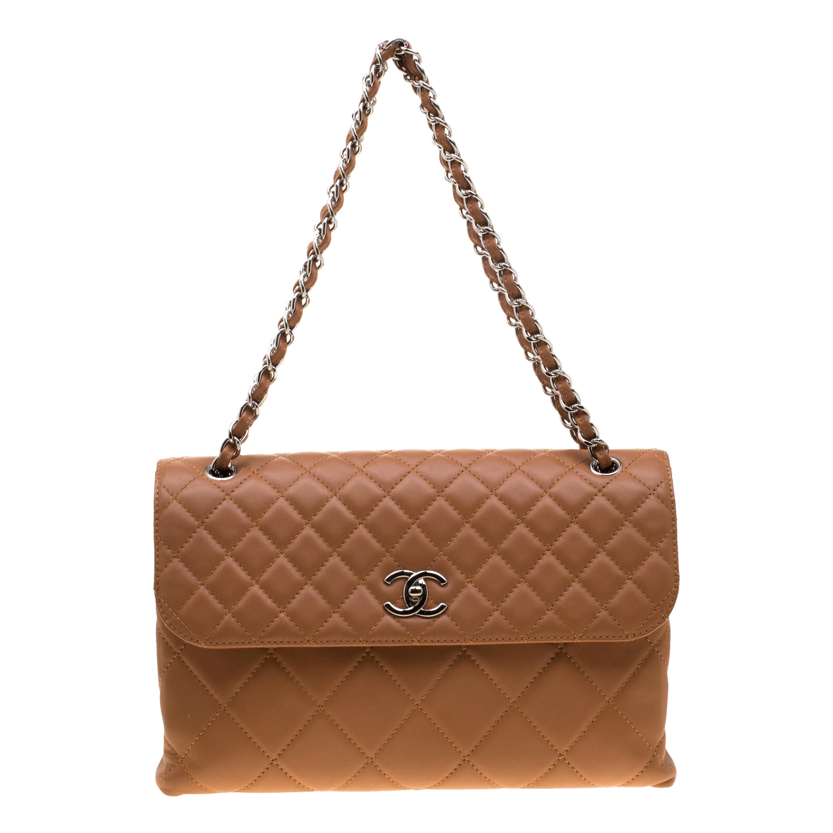 Rare Chanel Vintage CC Maxi Quilted Top Handle & Chain Bag