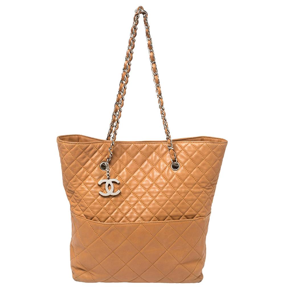 Chanel Brown Quilted Leather In The Business North South Tote at 1stDibs