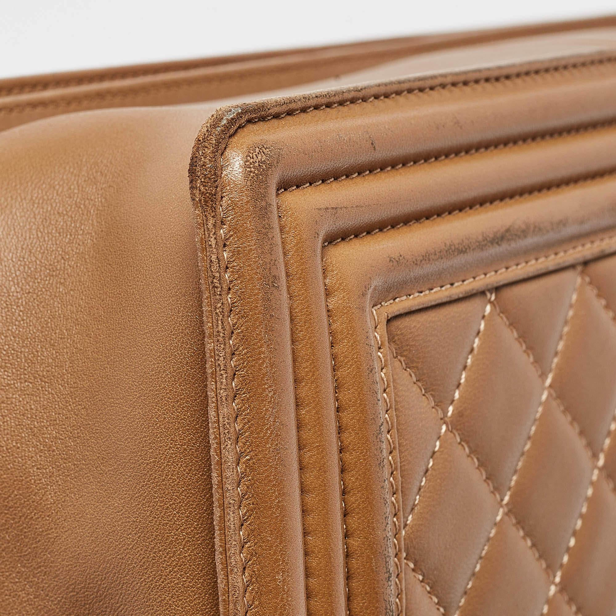 Chanel Brown Quilted Leather Large Boy Flap Bag 2