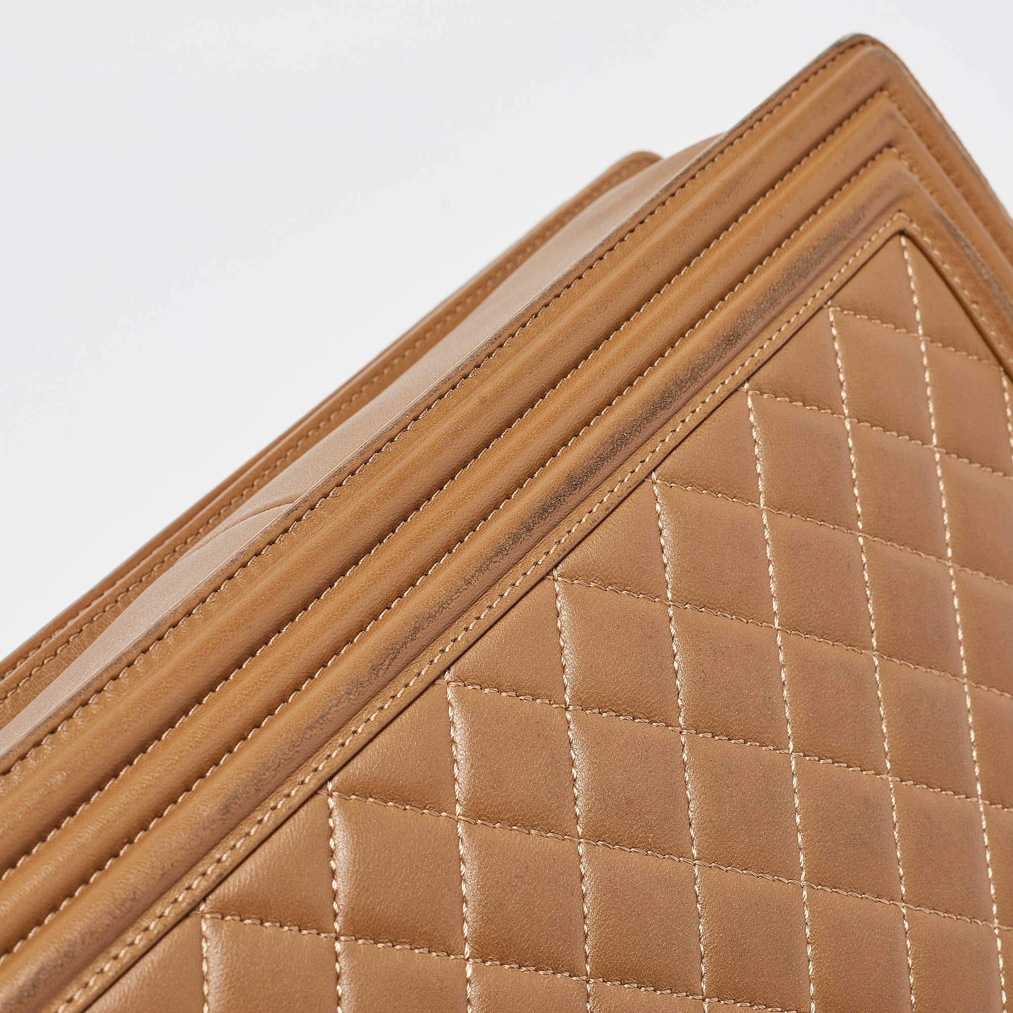 Chanel Brown Quilted Leather Large Boy Flap Bag 3