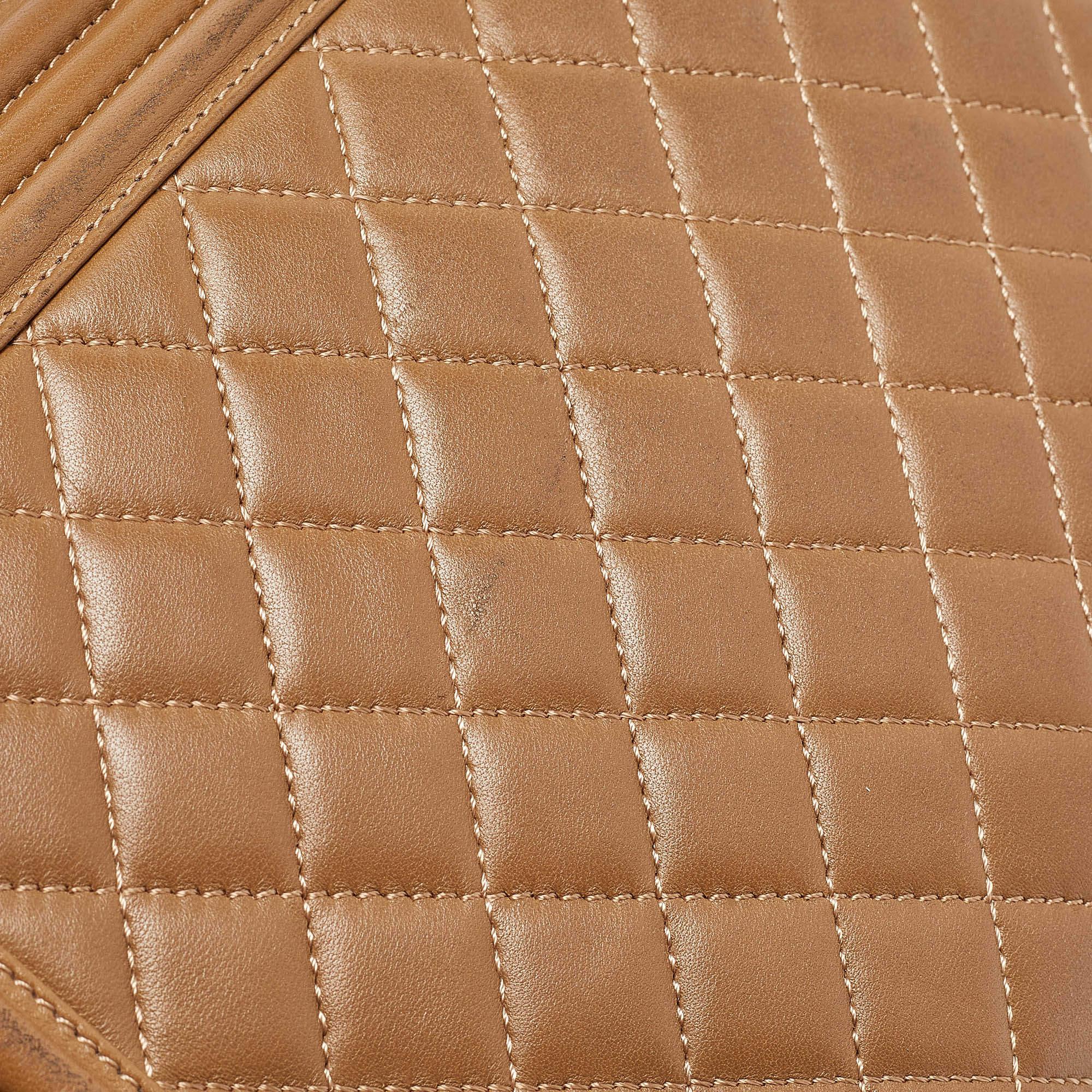 Chanel Brown Quilted Leather Large Boy Flap Bag 4