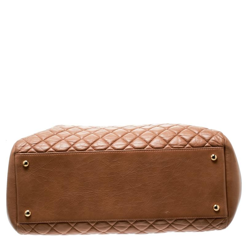 Chanel Brown Quilted Leather Large Just Mademoiselle Bowler Bag 1