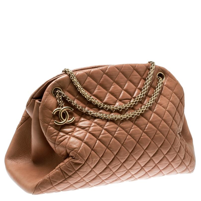 Women's Chanel Brown Quilted Leather Large Just Mademoiselle Bowler Bag