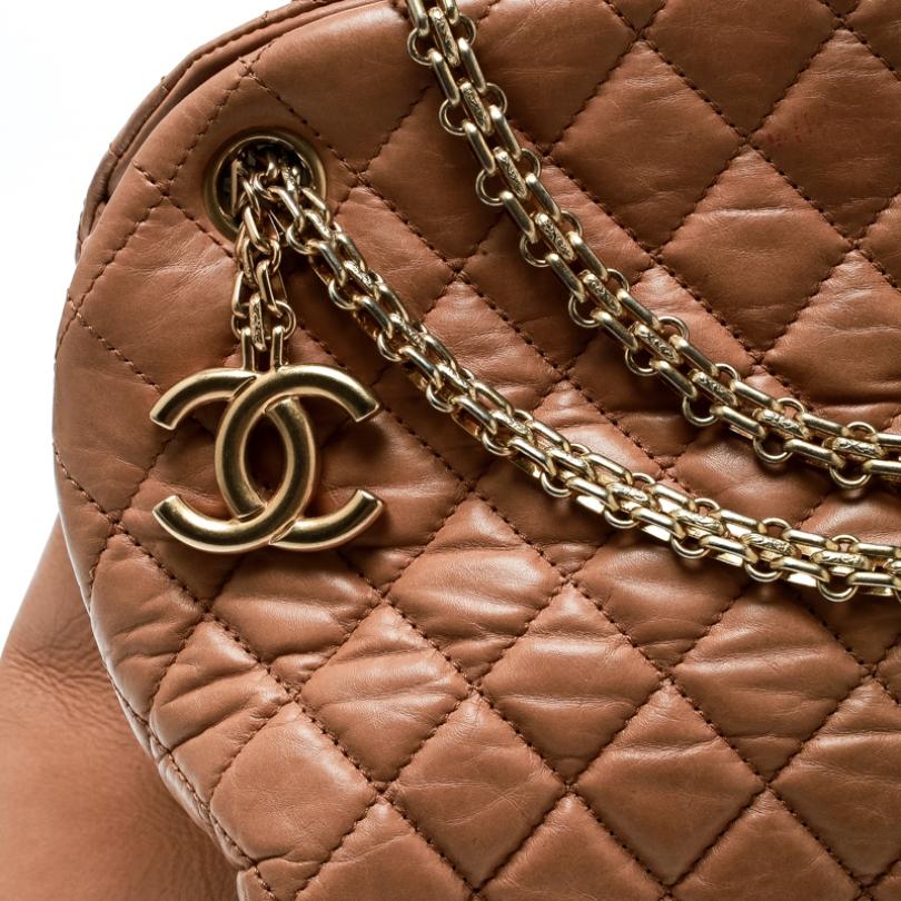 Chanel Brown Quilted Leather Large Just Mademoiselle Bowler Bag 3