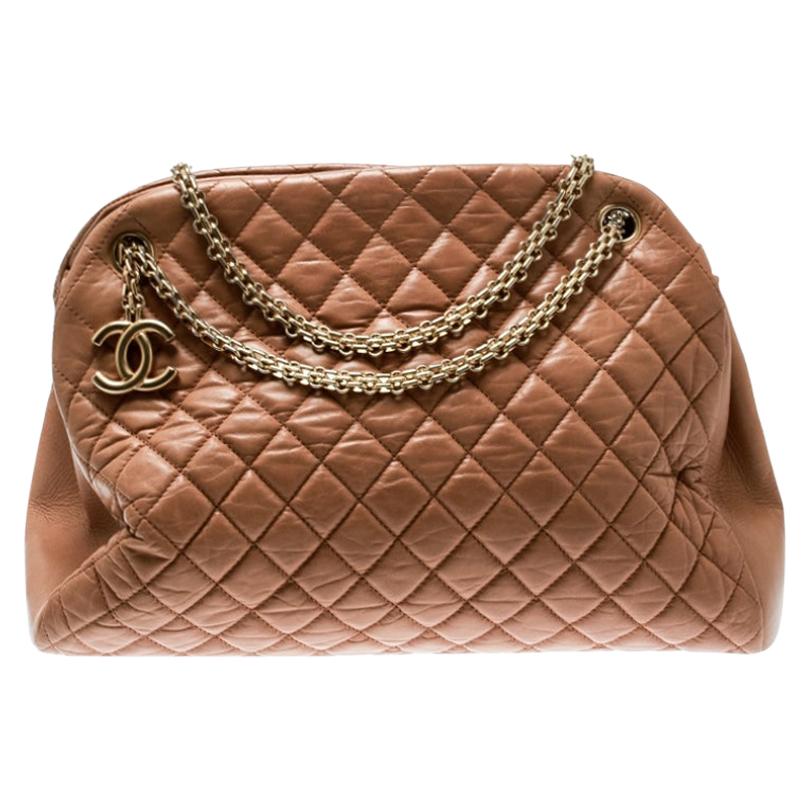 Chanel Brown Quilted Leather Large Just Mademoiselle Bowler Bag
