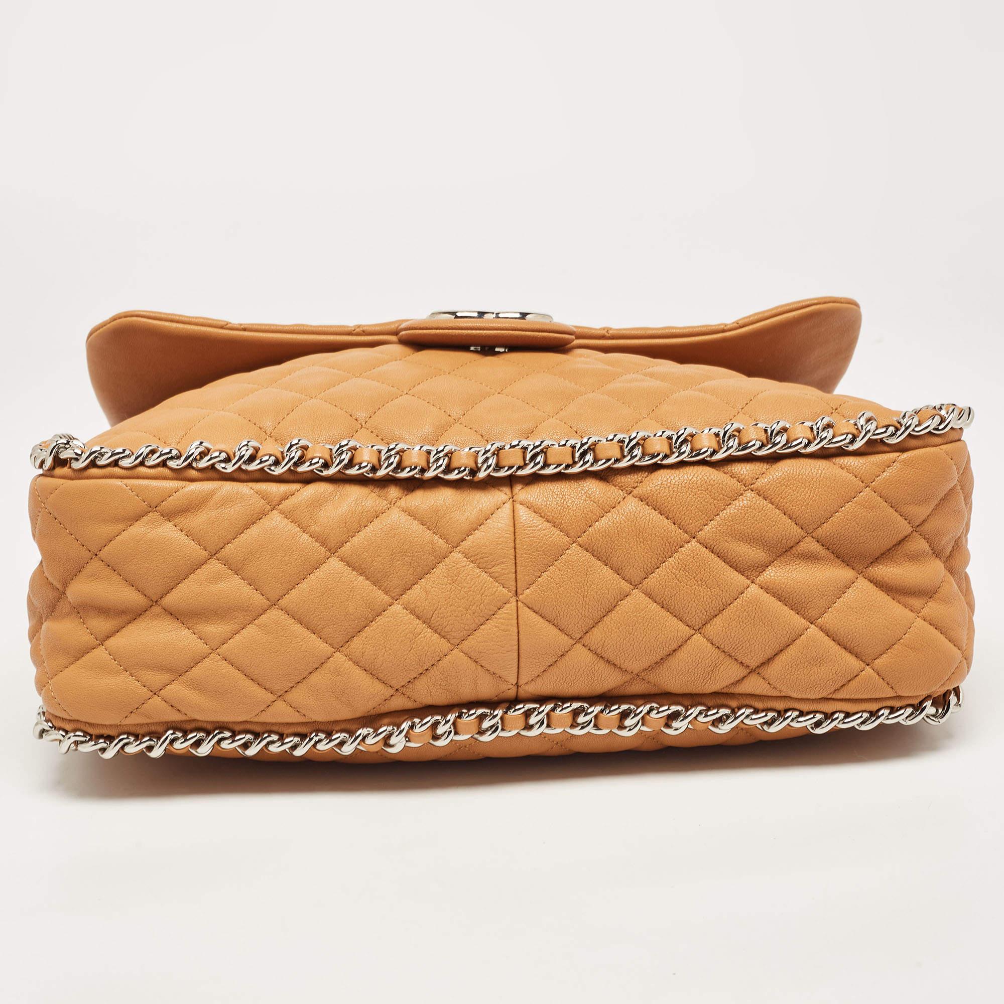Chanel Brown Quilted Leather Maxi Chain Around Flap Bag 7