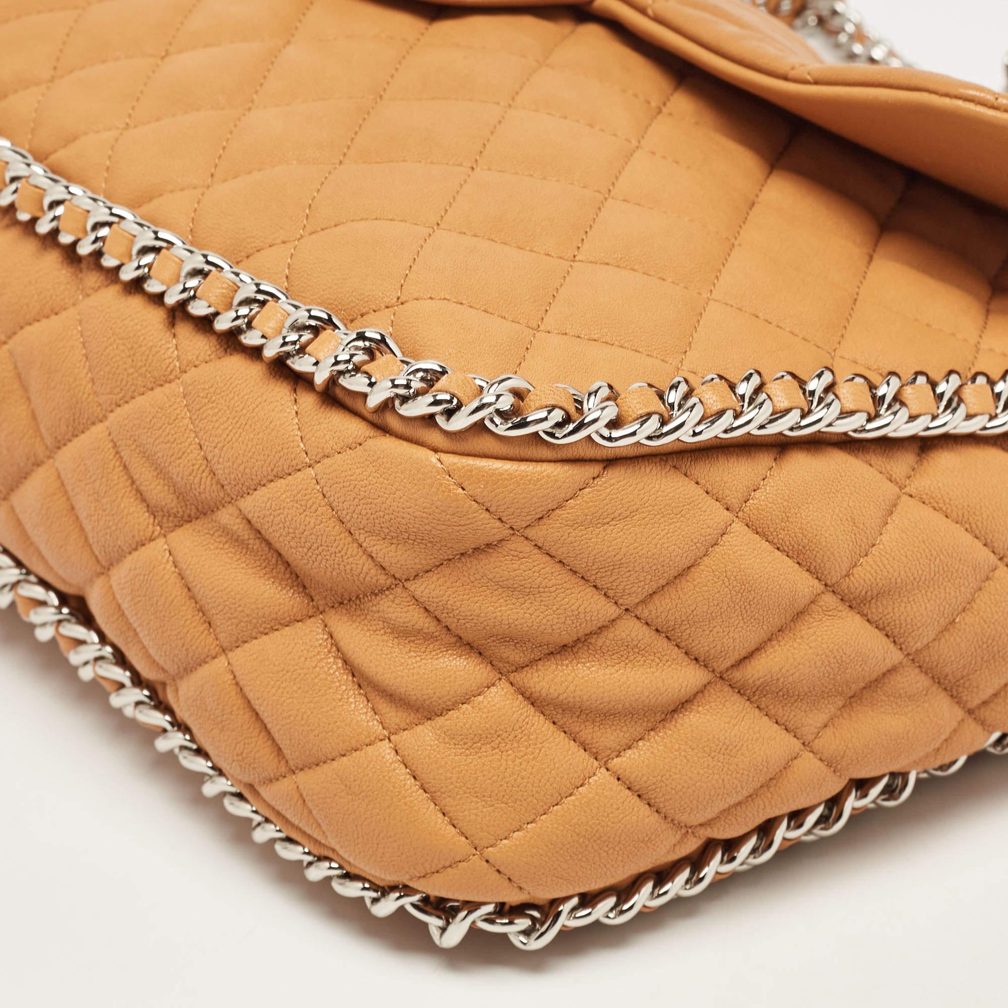 Chanel Brown Quilted Leather Maxi Chain Around Flap Bag 8