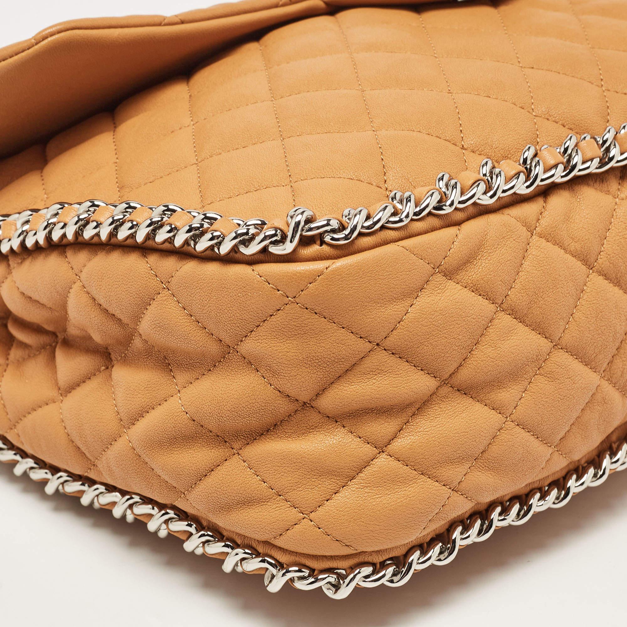 Chanel Brown Quilted Leather Maxi Chain Around Flap Bag 9