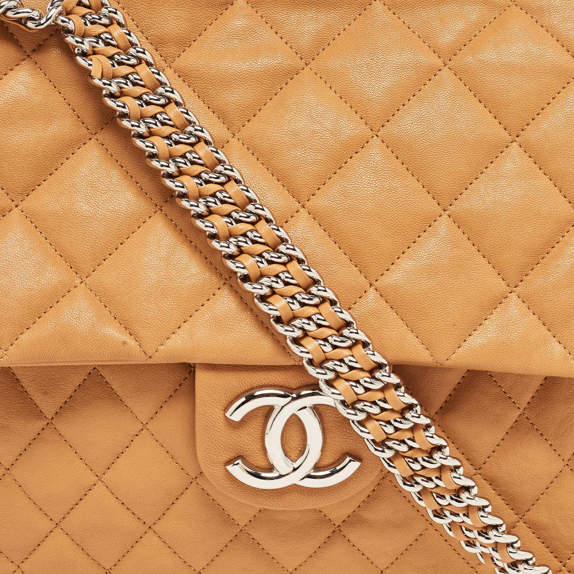 Chanel Brown Quilted Leather Maxi Chain Around Flap Bag 2