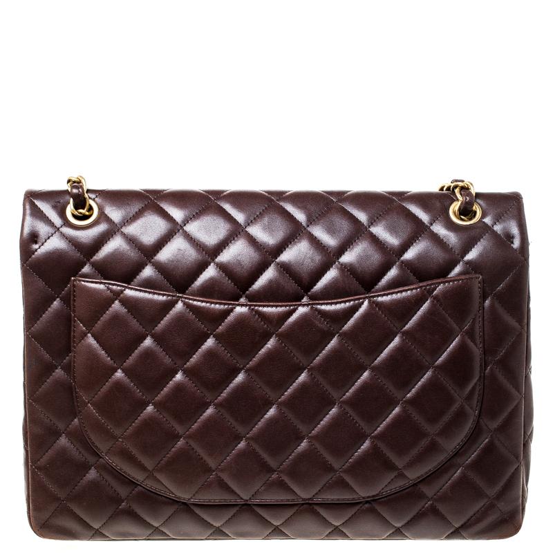 Chanel Brown Quilted Leather Maxi Classic Single Flap Bag 5
