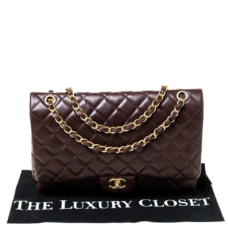 Chanel Brown Quilted Leather Maxi Classic Single Flap Bag 7