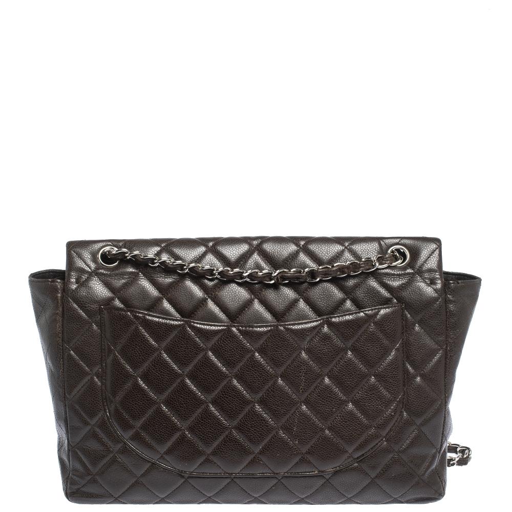 Chanel Brown Quilted Leather Maxi Classic Single Flap Bag 2
