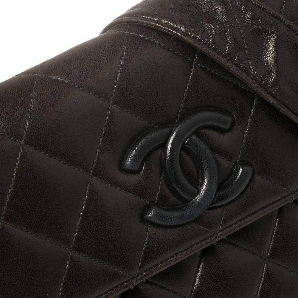 Chanel Brown Quilted Leather Messenger Bag 5