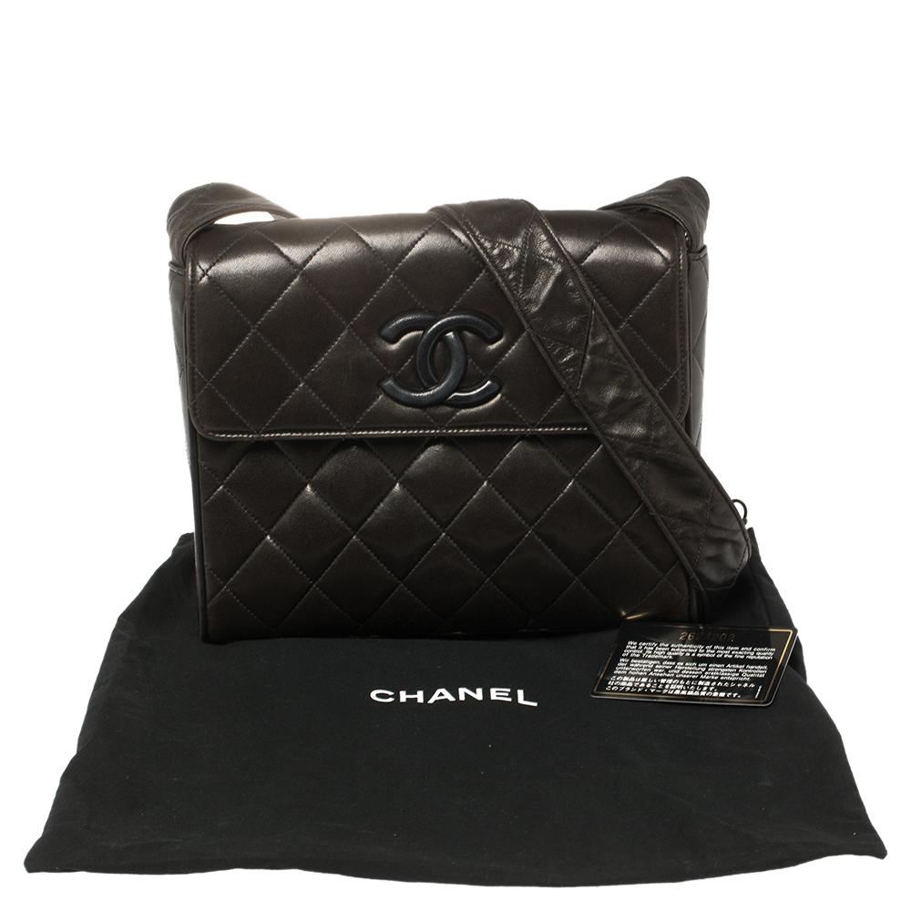 Chanel Brown Quilted Leather Messenger Bag 7