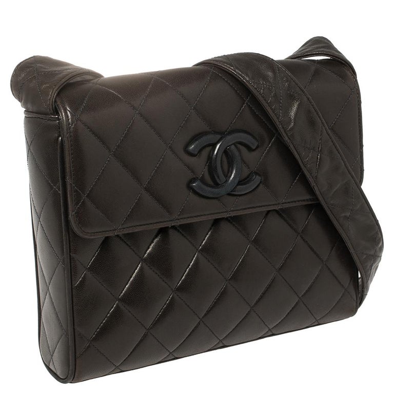 Chanel Brown Quilted Leather Messenger Bag at 1stDibs