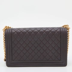 Chanel Brown Quilted Leather New Medium Boy Flap Bag