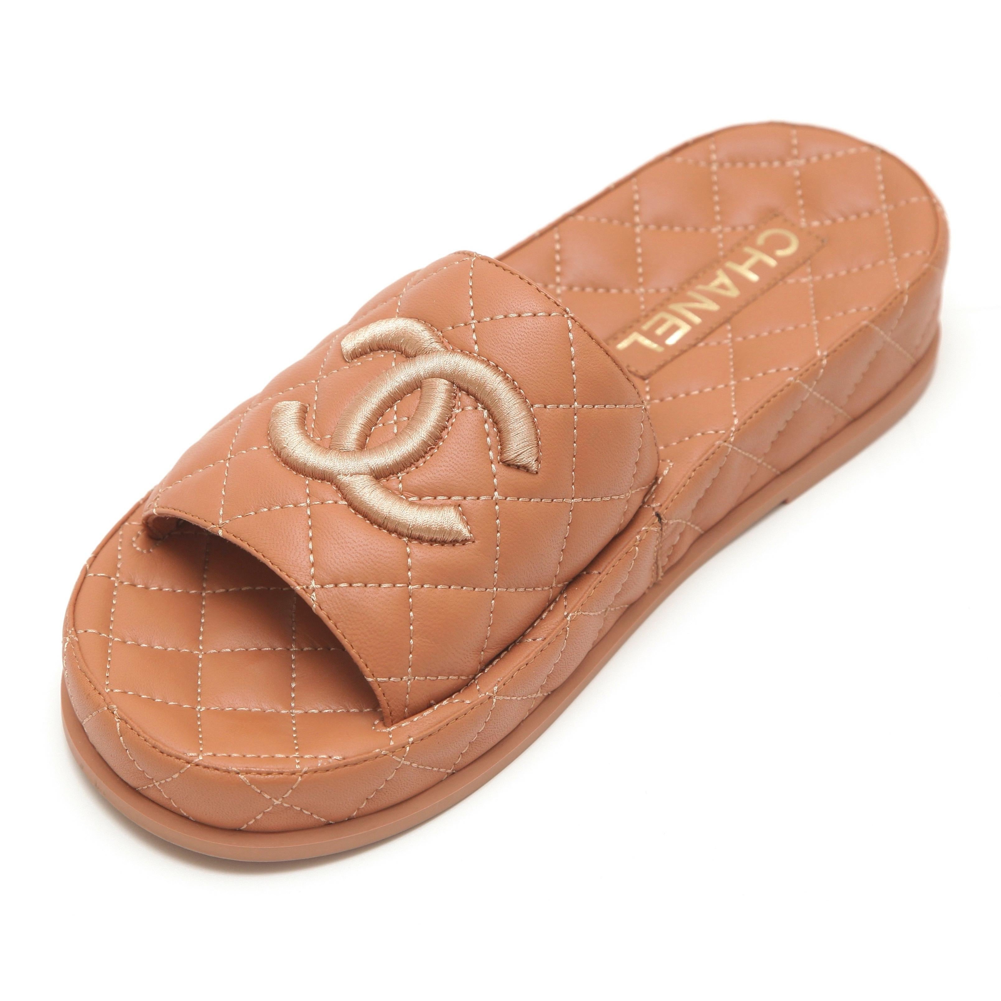 quilted chanel slides