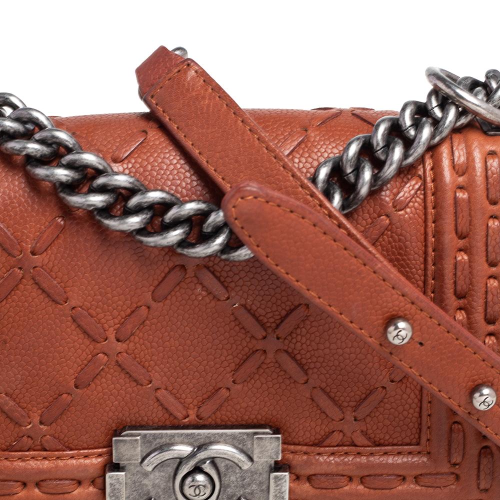 Chanel Brown Quilted Leather Small Stitch Boy Flap Bag 2