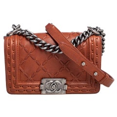 Chanel Brown Quilted Leather Small Stitch Boy Flap Bag Chanel Brown Quilted Leather Small Stitch Boy Flap Bag