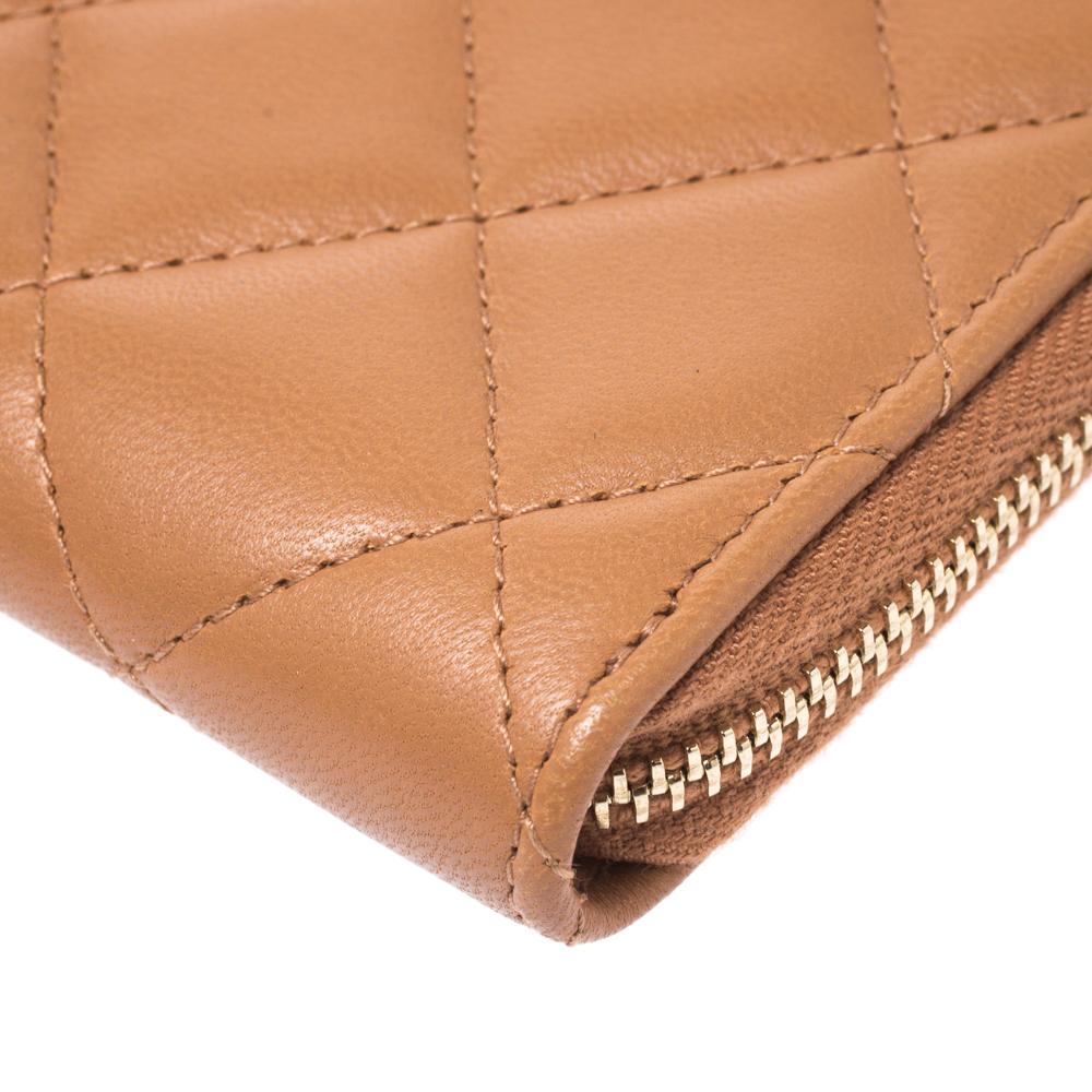 Chanel Brown Quilted Leather Trendy Zip Around Wallet 1