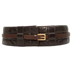 Chanel Brown Quilted Leather Wide Belt