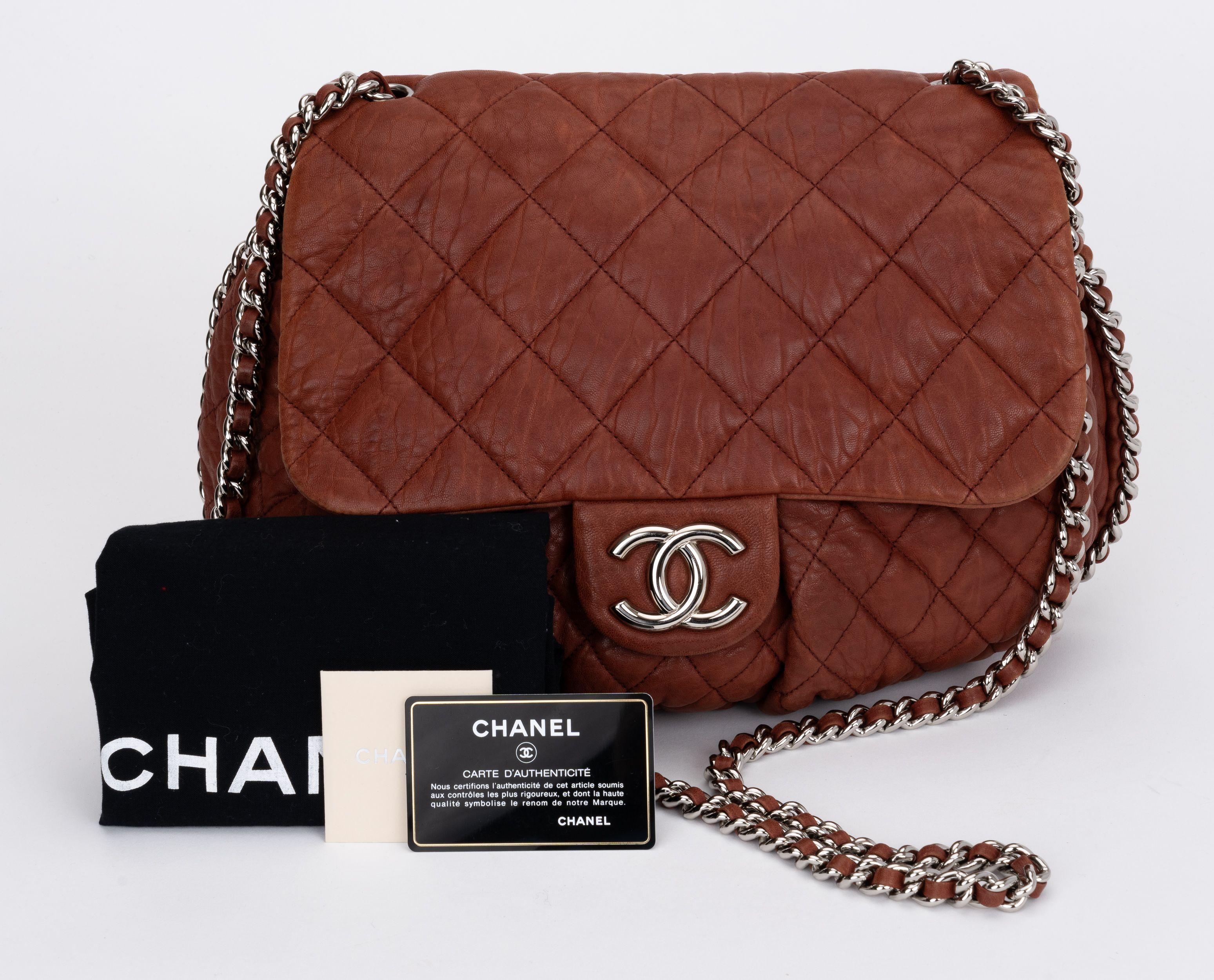 Chanel Brown Quilted Medium Chain Around For Sale 4