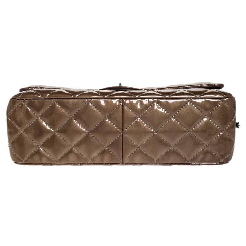 Chanel Brown Quilted Patent Leather Reissue 2.55 Classic 227 Flap Bag 7