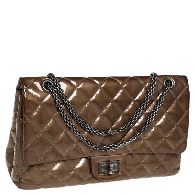 Chanel Brown Quilted Patent Leather Reissue 2.55 Classic 227 Flap Bag at  1stDibs