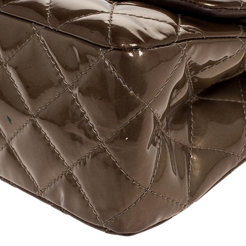 Women's Chanel Brown Quilted Patent Leather Reissue 2.55 Classic 227 Flap Bag