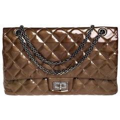 Chanel Brown Quilted Patent Leather Reissue 2.55 Classic 227 Flap Bag