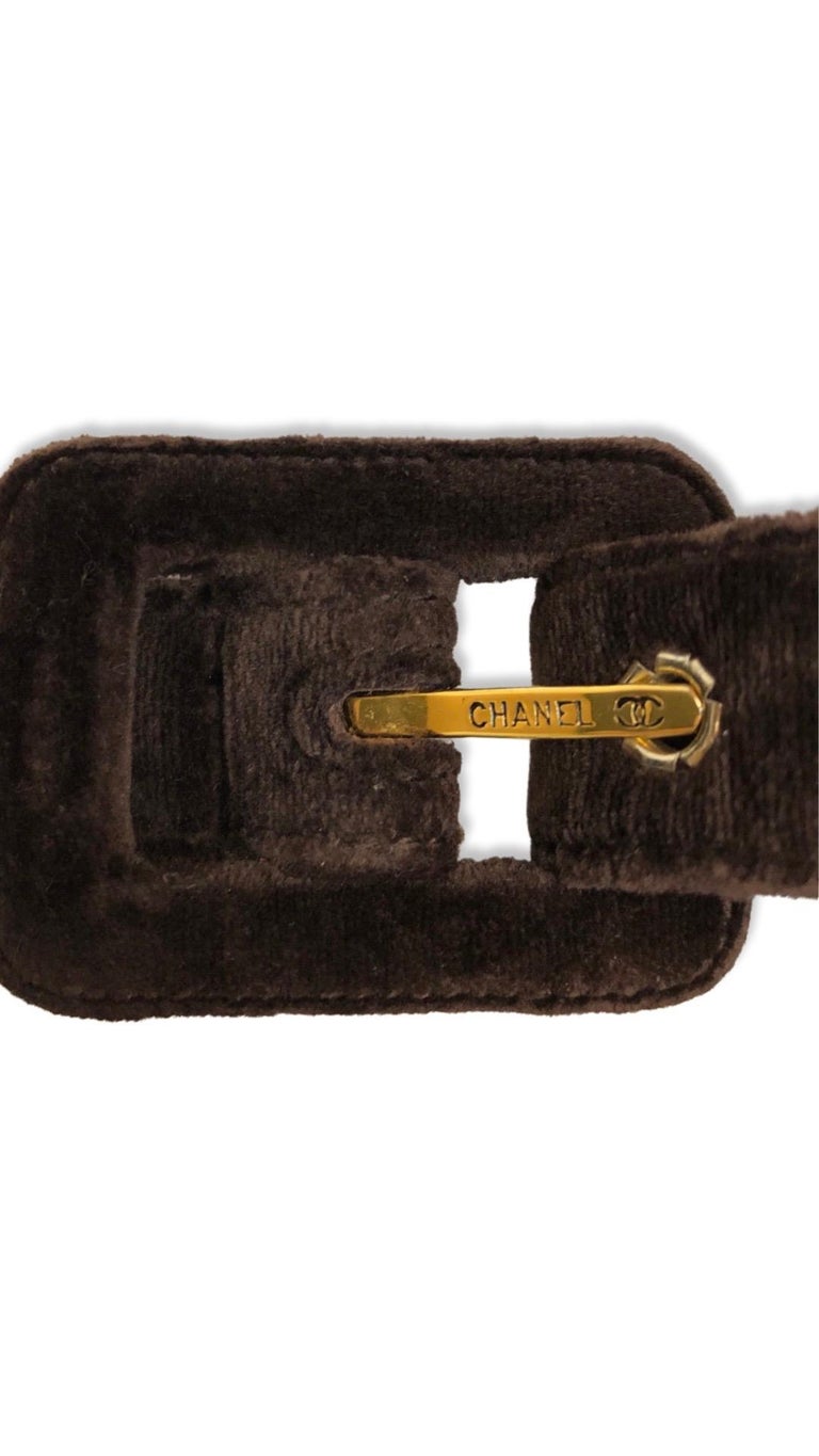 Chanel Brown Quilted Velvet Gold CC Turn-Lock Belt Bag  For Sale 1