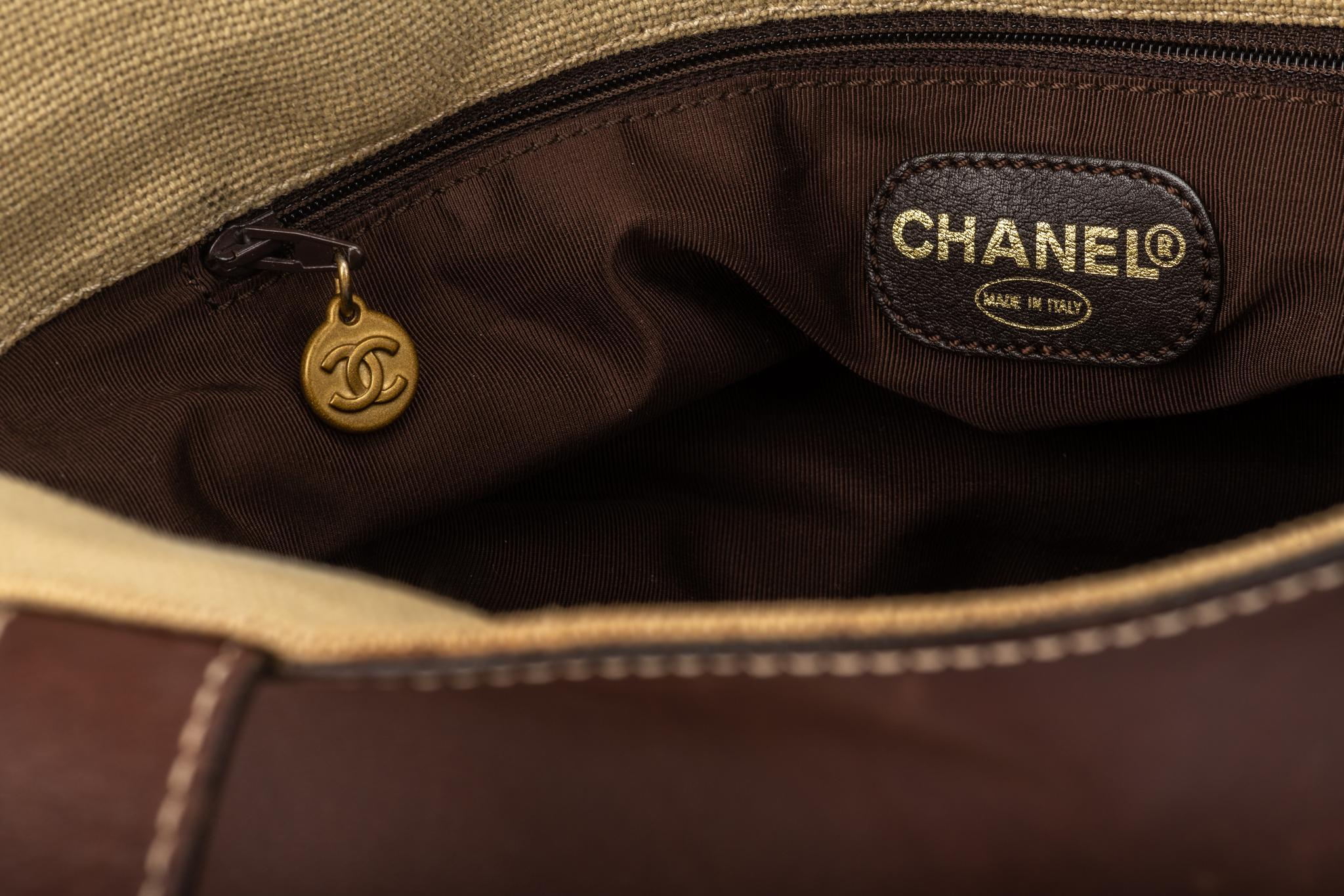 Chanel Brown Raffia Shoulder Tote For Sale 4