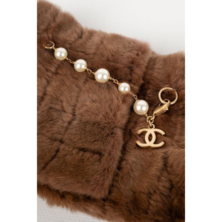 Women's Chanel Brown Rex Rabbit Fur Collar