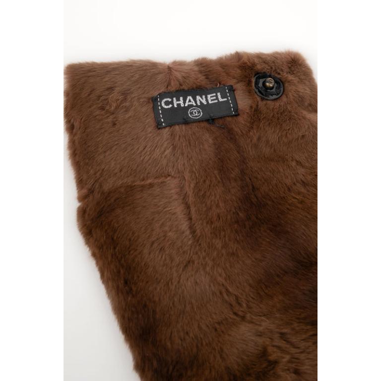 Chanel Brown Rex Rabbit Fur Collar 3