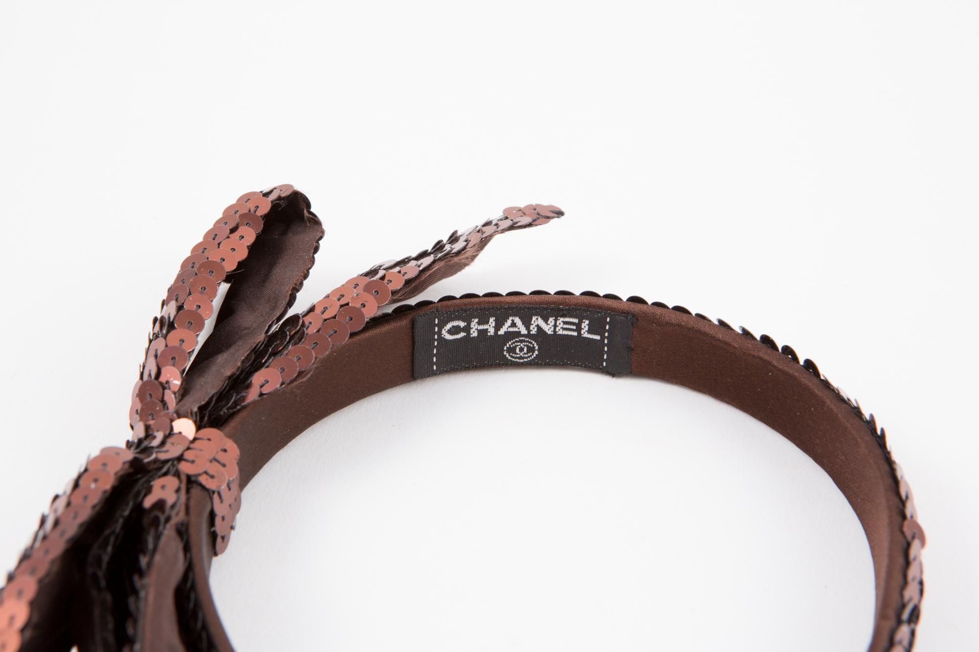 Chanel Brown Sequence Embellished Headband  In Excellent Condition In Paris, FR