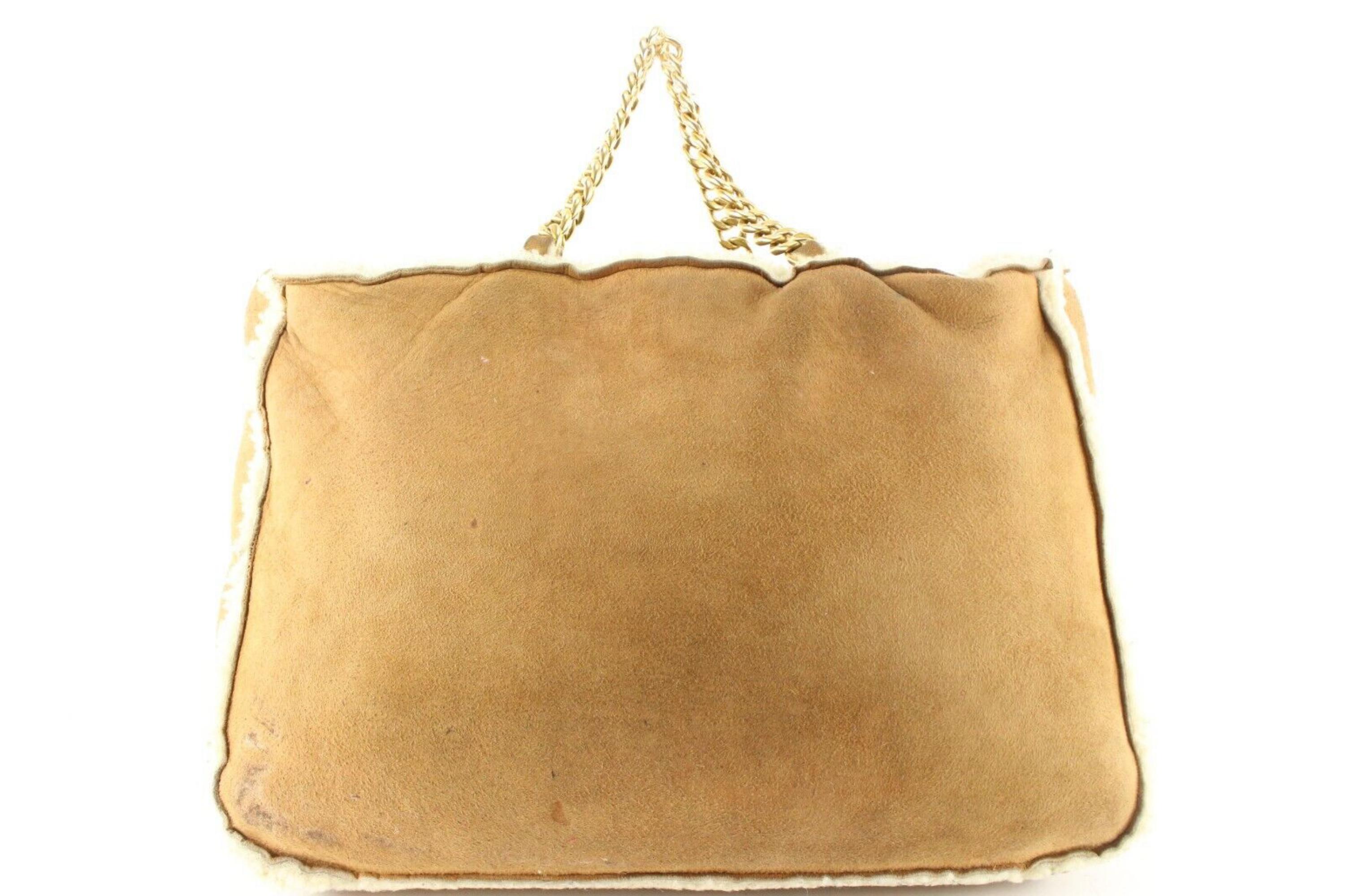 Chanel Brown Shearling Sheepskin Chain Tote GHW 4CAS0419 For Sale 2
