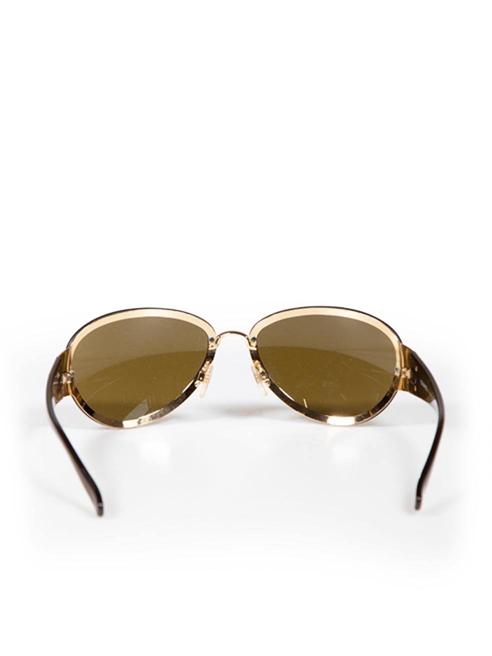 Chanel Brown Shield Sunglasses In Good Condition For Sale In London, GB