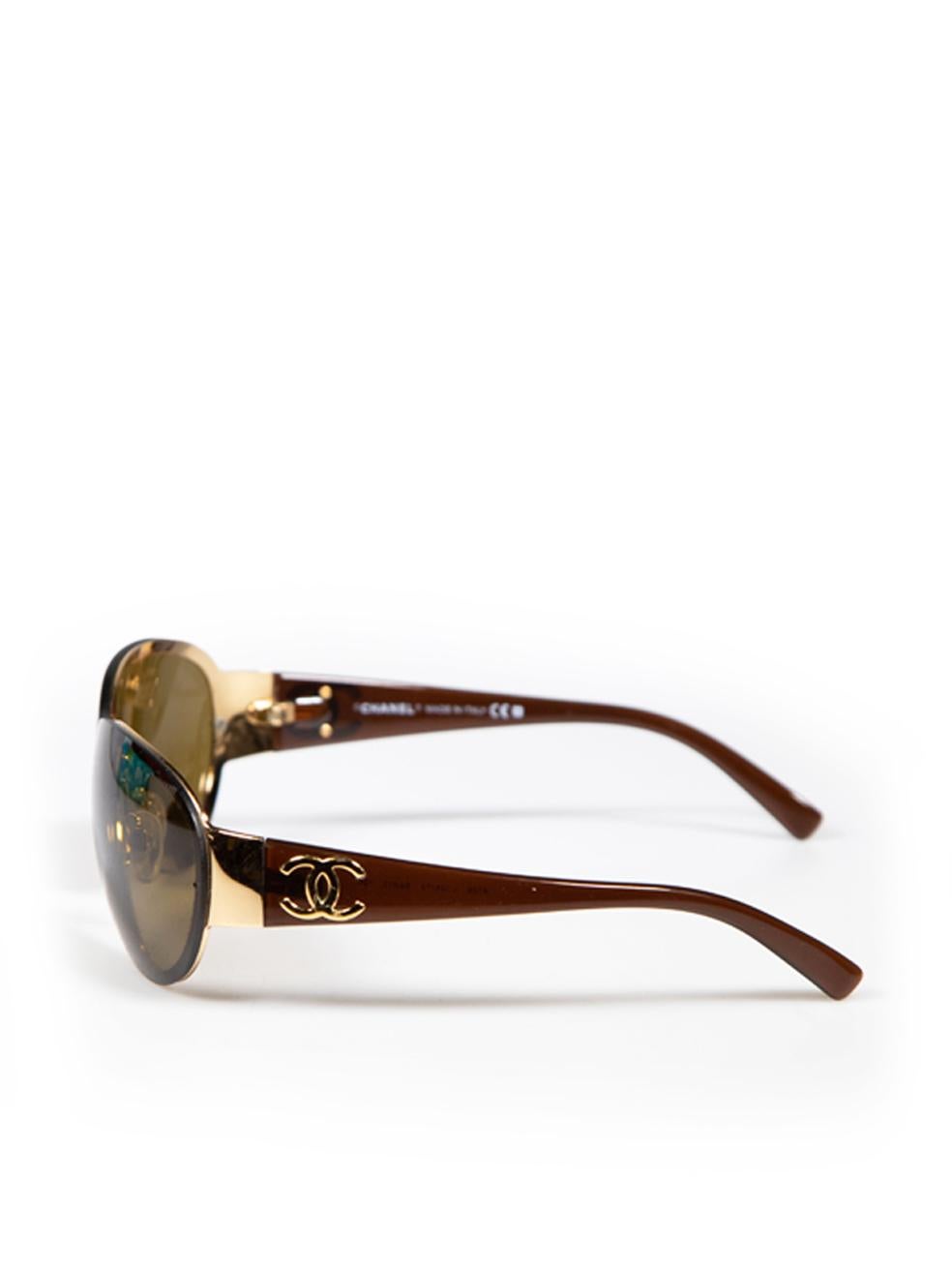 Chanel Brown Shield Sonnenbrille Damen im Angebot