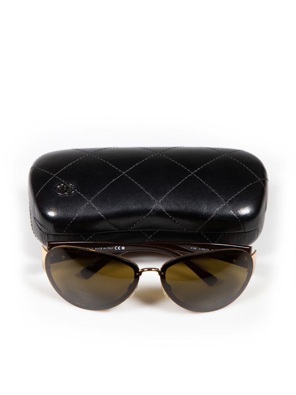 Chanel Brown Shield Sunglasses For Sale 3