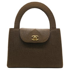 Vintage Chanel Brown Silk Rope Classic mini Kelly handbag